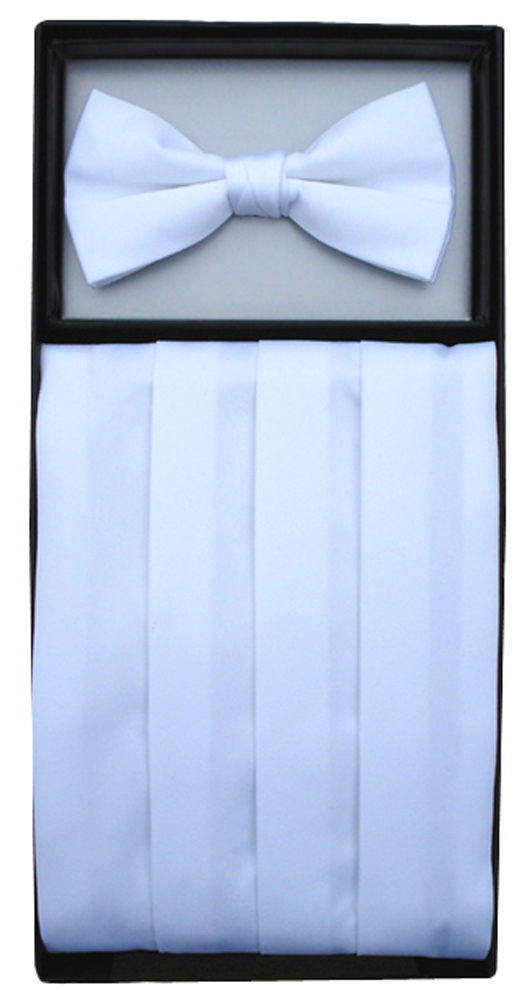 White Cummerbund & Bow Tie Set